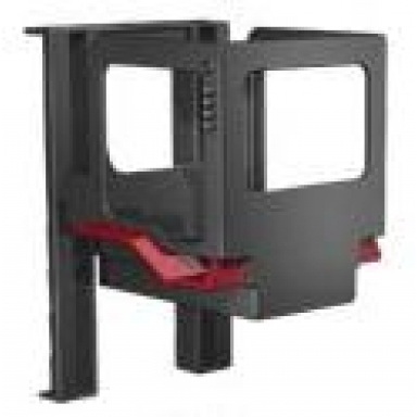 black duplo forklift cabin with dark red mudguards and forklift rails sumsy