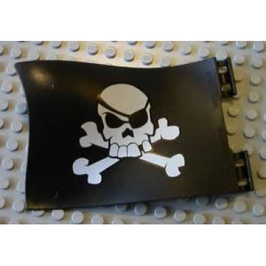 black duplo flag wavy 4 x 6 with skull and crossbones pattern