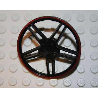 black wheel cover 5 spoke without center stud - 35mm d - with red edge
