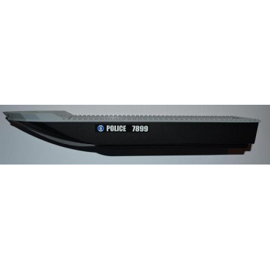 black boat hull unitary 51 x 12 x 6 with light bluish gray top with police 7899 pattern on both sides stickers - set 7899