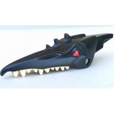 black dinosaur jaw upper pteranodon with red eyes and dark tan teeth pattern