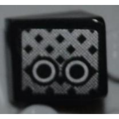 black slope 30 1 x 1 x 2 3 with grille and 2 black and white circles pattern model left side sticker - set 8186