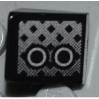 black slope 30 1 x 1 x 2 3 with grille and 2 black and white circles pattern model right side sticker - set 8186