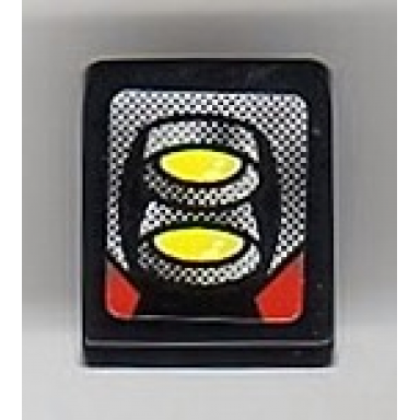 black slope 30 1 x 1 x 2 3 with yellow and silver front lights pattern sticker - set 8899