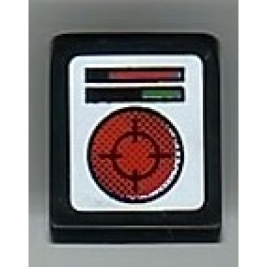 black slope 30 1 x 1 x 2 3 with red round screen and red and green lights pattern sticker - set 8899