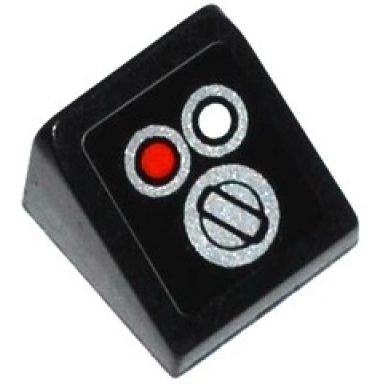 black slope 30 1 x 1 x 2 3 with red and white buttons and switch pattern sticker - set 42032