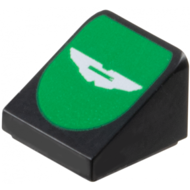 black slope 30 1 x 1 x 2 3 with white aston martin logo on green background pattern
