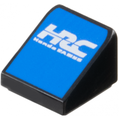 black slope 30 1 x 1 x 2 3 with white stylized hrc and honda racing on blue background pattern