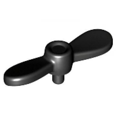 black minifigure propeller 2 blade twisted tiny with small pin