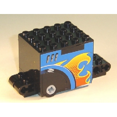 black flywheel inertia motor 9 x 4 x 3 2 3 with flame pattern on both sides stickers - set 8668