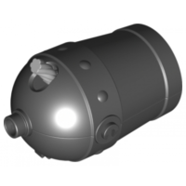 black duplo cannon shooting with axle hole and light bluish gray wick