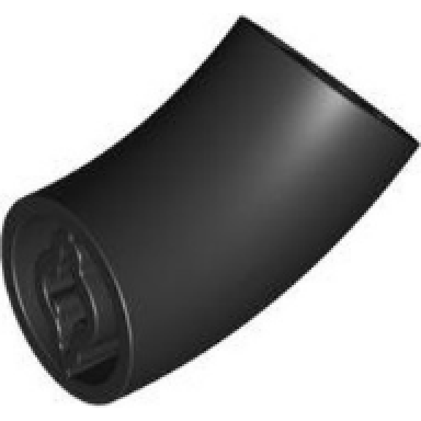 black brick round 2 x 2 d 45 degrees elbow 27.7mm standing height