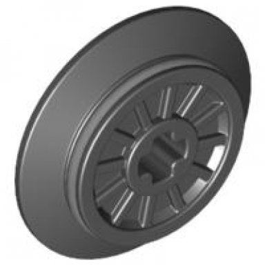 black train wheel rc spoked with technic axle hole and rubber friction band