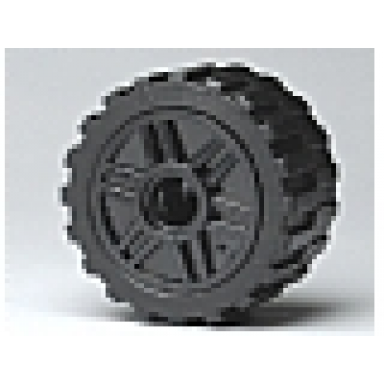black wheel 18mm d x 14mm with pin hole fake bolts and shallow spokes with black tire 24 x 14 shallow tread 55981 30648