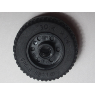 black wheel 18mm d x 14mm with pin hole fake bolts and shallow spokes with black tire 30.4 x 14 solid 55981 58090
