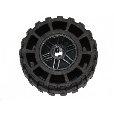 black wheel 18mm d x 14mm with axle hole fake bolts and shallow spokes with black tire 37 x 14 55982 35578