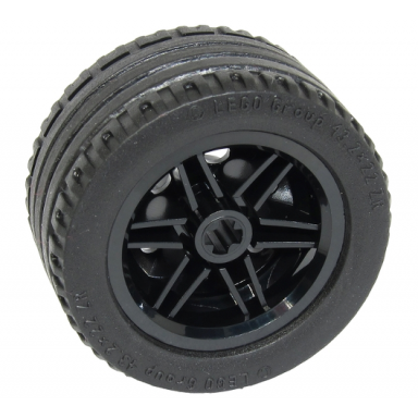 black wheel 30.4mm d x 20mm with no pin holes and reinforced rim with black tire 43.2 x 22 zr 56145 44309