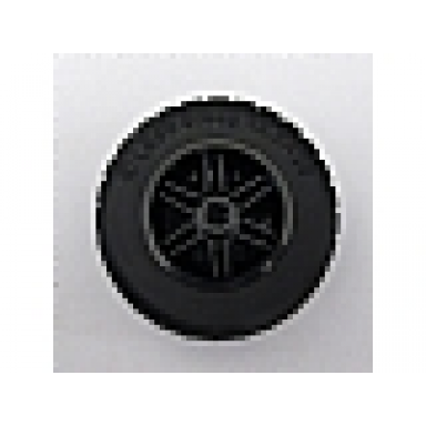 black wheel 30.4mm d x 20mm with no pin holes and reinforced rim with black tire 49.5 x 20 56145 15413