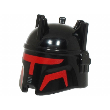 black minifigure headgear helmet with 5 spikes sw moff gideon with red visor and cheek indents pattern