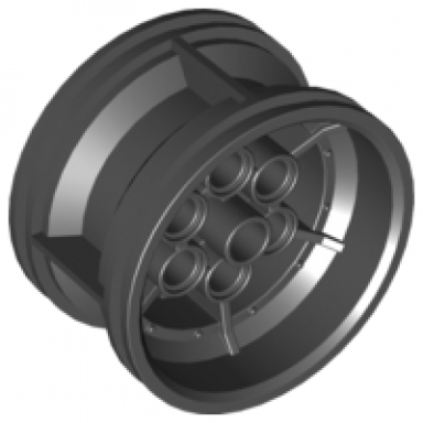 black wheel 43.2mm d x 26mm technic racing small 6 pin holes