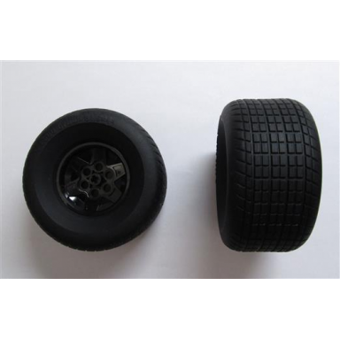 black wheel 43.2mm d x 26mm technic racing small 6 pin holes with black tire 81.6 x 44 r 56908 18450