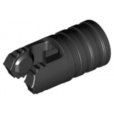 black hinge cylinder 1 x 2 locking with 2 fingers and axle hole on ends without slots