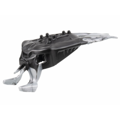 black bionicle head barraki mantax with marbled flexible rubber pearl light gray mandibles and horns pattern