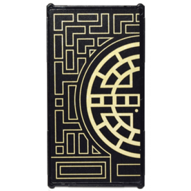black glass for window 1 x 4 x 6 with gold geometric design with half circle pattern model left side sticker - set 71242