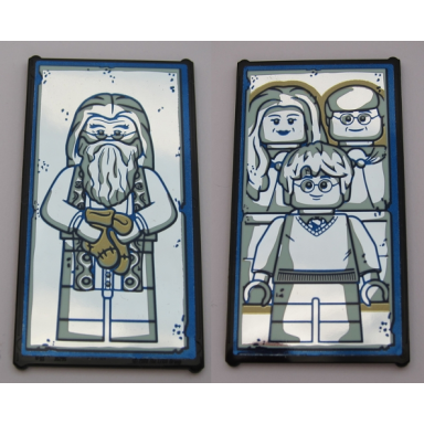 black glass for window 1 x 4 x 6 with mirrored albus dumbledore harry potter with parents pattern stickers - set 75954