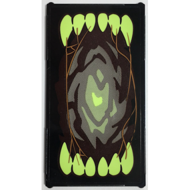black glass for window 1 x 4 x 6 with open mouth with yellowish green sharp teeth medium nougat cobwebs pattern model right side sticker - set 70425