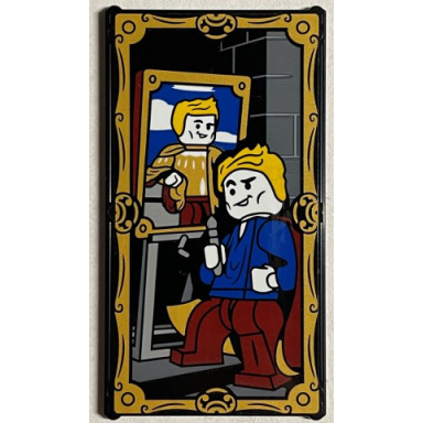 black glass for window 1 x 4 x 6 with gilderoy lockhart with self portrait painting and gold edges pattern sticker - set 76389