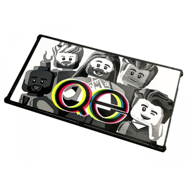 black glass for window 1 x 4 x 6 with minifigures and qe on white background pattern sticker - set 10291