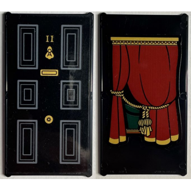 black glass for window 1 x 4 x 6 gold number 11 knocker letterbox and dark bluish gray panels red curtain pattern stickers - set 76408