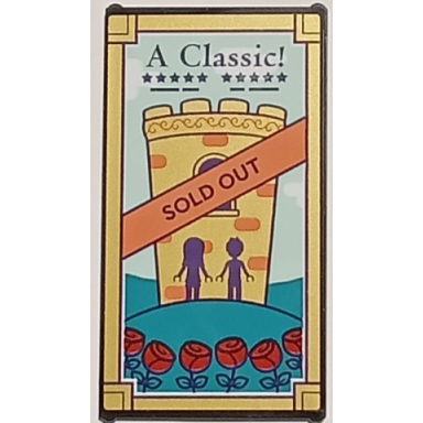 black glass for window 1 x 4 x 6 with theater poster with a classic! sold out stars friends minifigures silhouettes castle turret red roses and gold frame pattern sticker - set 41714