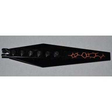black hinge plate 3 x 12 with angled side extensions and tapered ends with orange lines type 1 pattern model front left sticker - set 9444