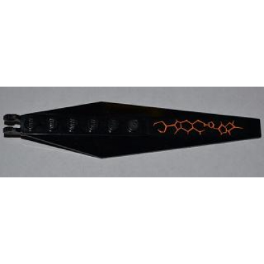 black hinge plate 3 x 12 with angled side extensions and tapered ends with orange lines type 3 pattern model back left sticker - set 9444
