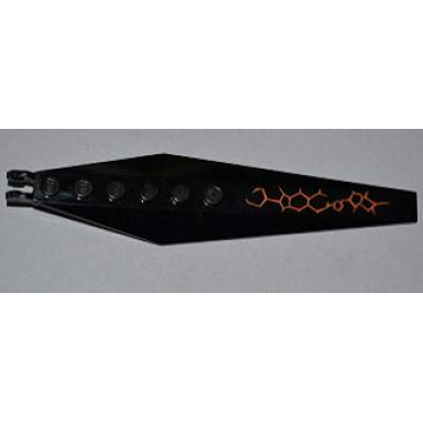 black hinge plate 3 x 12 with angled side extensions and tapered ends with orange lines type 4 pattern model back right sticker - set 9444