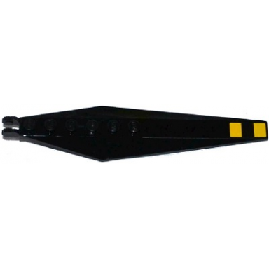 black hinge plate 3 x 12 with angled side extensions and tapered ends with 2 yellow stripes pattern sticker - sets 60093 60173