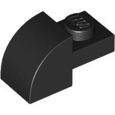 black slope curved 2 x 1 with recessed stud