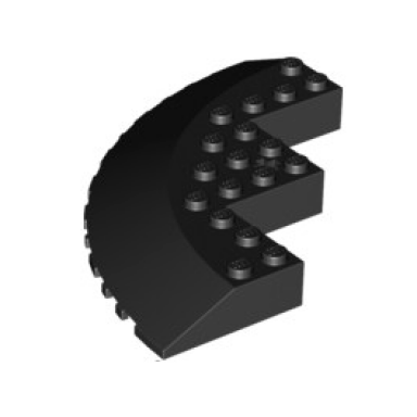 black brick round corner 10 x 10 with slope 33 edge axle hole facet cutout