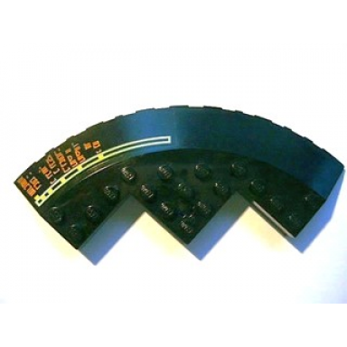black brick round corner 10 x 10 with slope 33 edge axle hole facet cutout with light bars and alien characters pattern model right sticker - set 7697