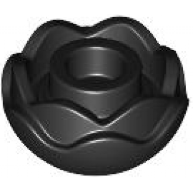 black plant flower round with 2 layers peony rose with open stud and small pin hole
