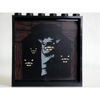 black panel 1 x 6 x 5 with cave and 4 wargs pattern on inside sticker - set 10237