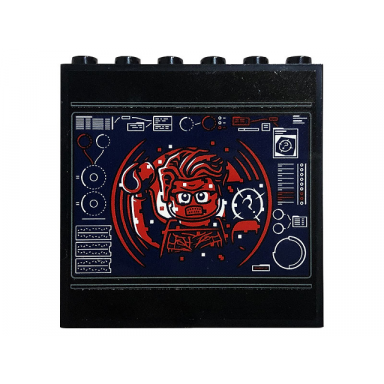 black panel 1 x 6 x 5 with monitor screen with red the riddler minifigure pattern sticker - set 76183