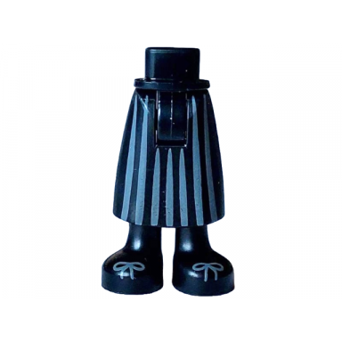black mini doll hips and skirt long with dark bluish gray stripes and black boots with laces pattern - thick hinge