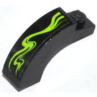 black arch 1 x 3 x 2 curved top with lime swirls type 3 pattern model left side sticker - set 70504