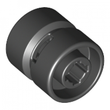 black wheel 11mm d x 12mm hole notched for wheels holder pin