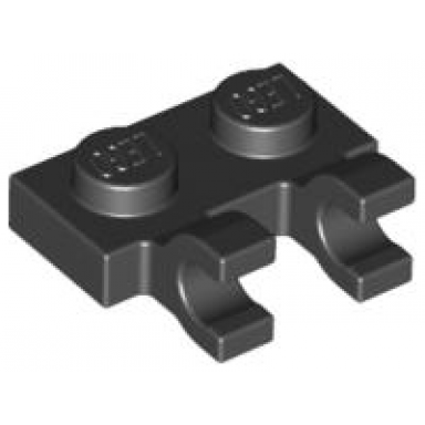 black plate modified 1 x 2 with 2 u clips horizontal grip