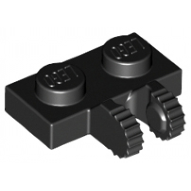 black hinge plate 1 x 2 locking with 2 fingers on side