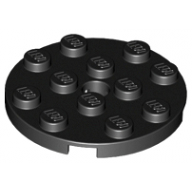 black plate round 4 x 4 with hole